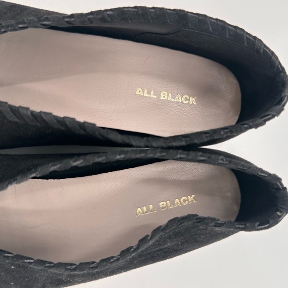 Anthropologie ALL BLACK Whipstitch Hidden Wedge Slip On Suede Booties Black 39.5 - Picture 3 of 7